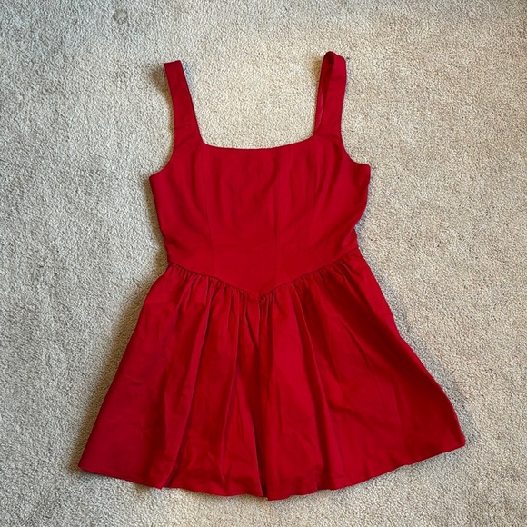 Red twill mini Dress - Picture 4 of 4